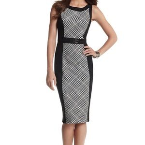 White House Black Market Black and White Halter Sheath Dress